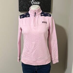 Vineyard Vines Whale Embroidered Shep Shirt Pink French Terry Sz XS